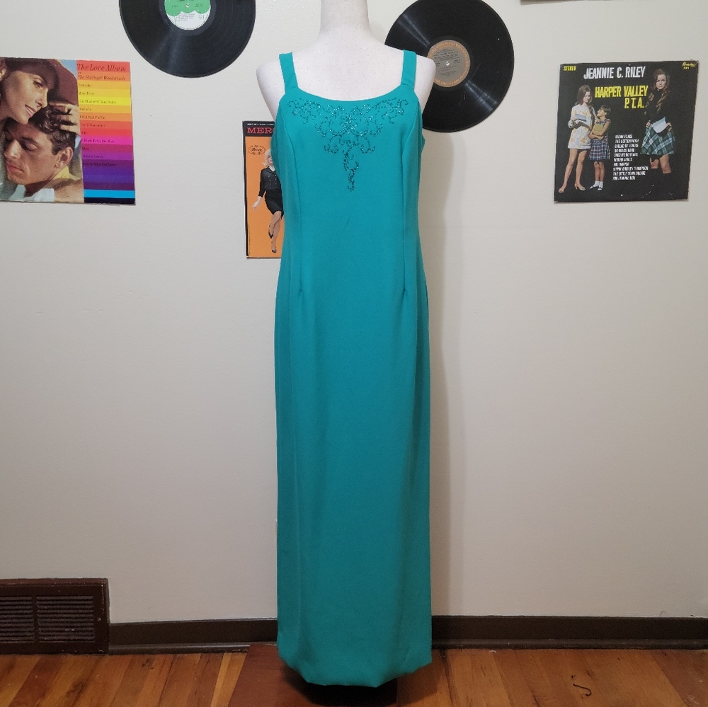 Vintage Embellished Teal Gown